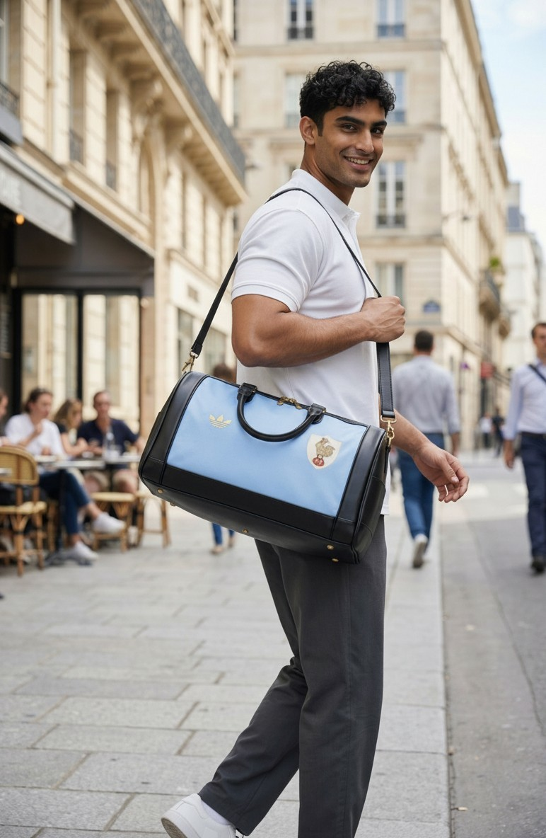 Sac Maillot de rugby France 26, sac de sport noir avec logo de l'équipe nationale de rugby française, porte étiquette.